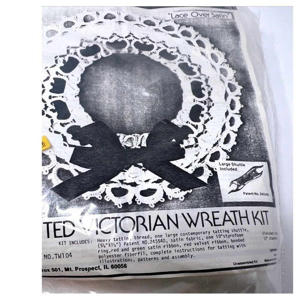 Vintage Tradition Today Tatted Victorian Wreath Kit Tatting Thread 1981 Shuttle